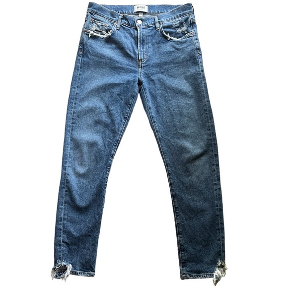 AGOLDE Toni Mid Rise Jean in Medium Wash with Light Distressing - Picture 5 of 13
